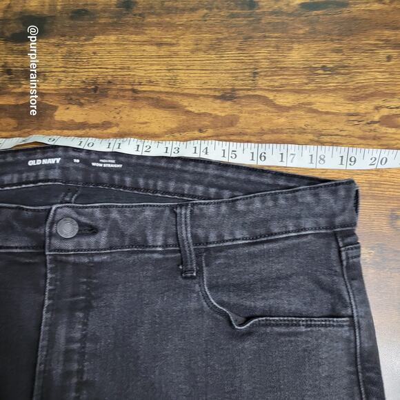 Old Navy Jeans Size 18 Wow Straight High Rise Stretch Denim Black Jack Wash - Picture 7 of 12